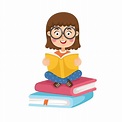 Ilustración de una niña leyendo un vector de libro 2494697 Vector en ...