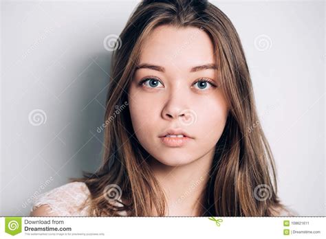 Woman Portrait Beautiful Girl With Blue Eyes Stock Image Image Of