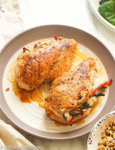 Stuffing is easy with the butterfly technique used in the recipe. Stuffed Chicken Breast - Immaculate Bites
