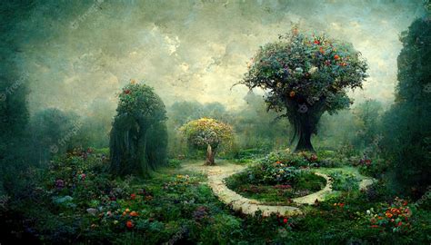 Premium Photo Garden Of Eden With The Tree Of Life Tree Of Knoledge