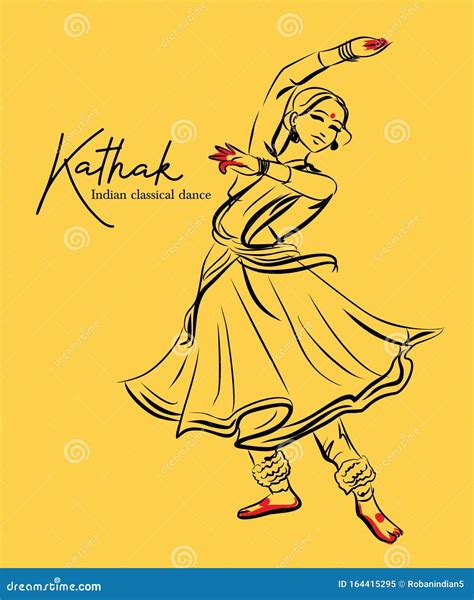 Indian Classical Dance Kathak Sketch Or Vector Illustration Stock