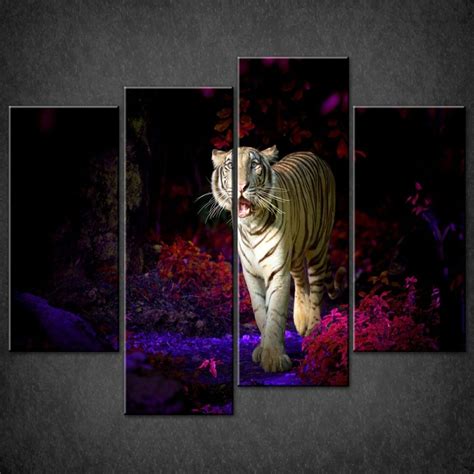 Bengal Tiger Purple Split Canvas Wall Art Pictures Prints Larger Sizes