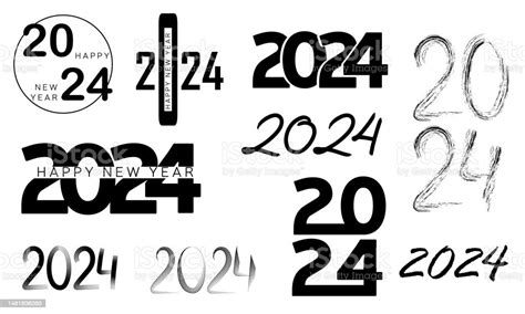 2024 Year Collection Handwriting Symbols Stock Illustration Download