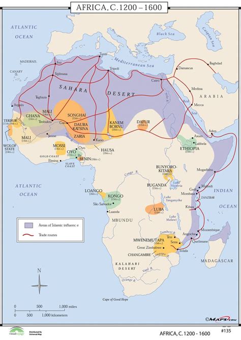 Universal Map World History Wall Maps Africa 1200 1600 History Wall