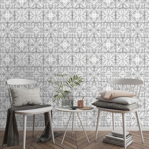 Wilko Wallpaper Oriental Tile Grey Wilko