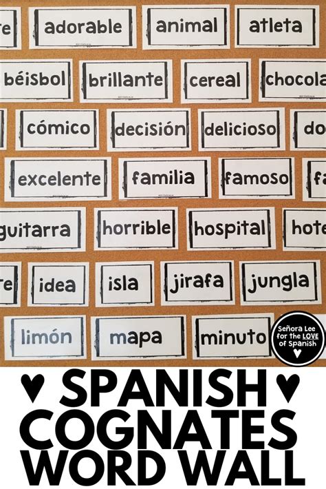 Back To School Spanish Cognates Word Wall Beginning Spanish Vocabulary
