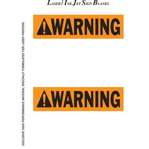 Brady Part: 12882 | Laser Printable Polyester WARNING Sign and Label Blanks | BradyCanada.ca