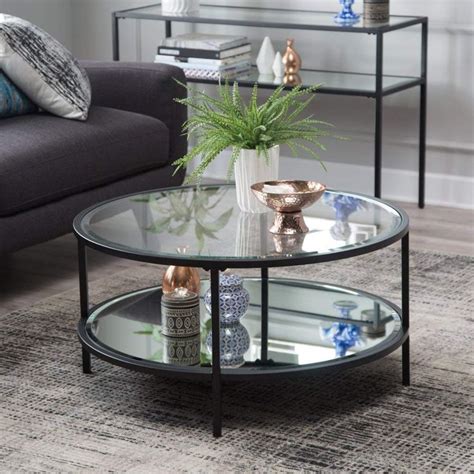 Lamont Round Coffee Table Black Coffee Table Round Coffee Table Industrial Coffee Table