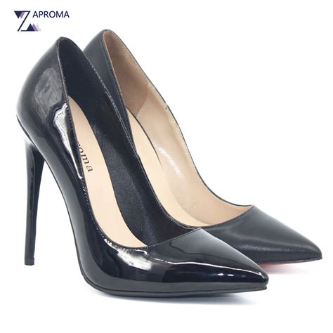 classic black women pointed toe super high heel pumps bow handmade slip on thin heel shoes dress