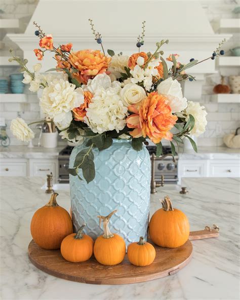 Blue And Orange Diy Fall Centerpiece Home With Holly J Fall