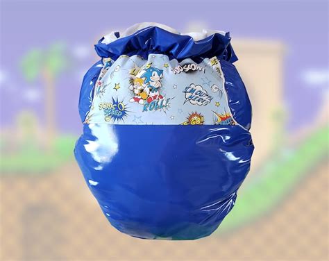 Abdl Sonic The Hedgehog Oof Poof Costume Diaper Piece Blue Vinyl Etsy
