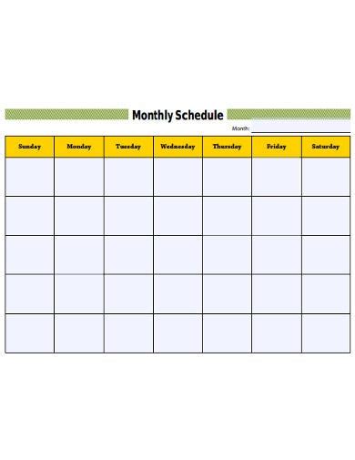 Free Editable Monthly Schedule Template Excel Templateral Monthly