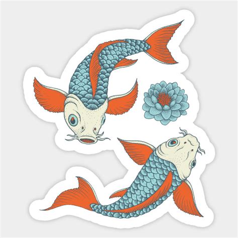 Japanese Yin Yang Koi Fish Koi Sticker Teepublic