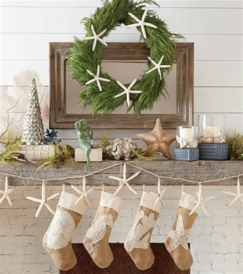 Coastal Christmas Decorations For The Home And Mantel Decor Coastal