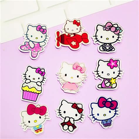 buy 1pcs cartoon hello kitty cat icon acrylic brooch badges decoration pin