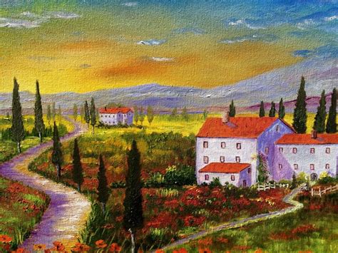 Tuscany Sunset Painting By Inna Montano Saatchi Art
