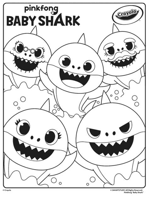 This free printable includes 7 different characters from baby sharks family. Baby Shark Coloring Page | crayola.com