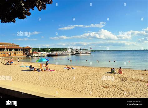 Lake Geneva Wisconsin Usa A Beach In Summer In A Resort Area