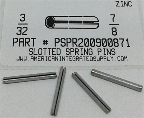 Fasteners Spring Pins Slotted 532 Nominal Diameter Meets Asme B1882