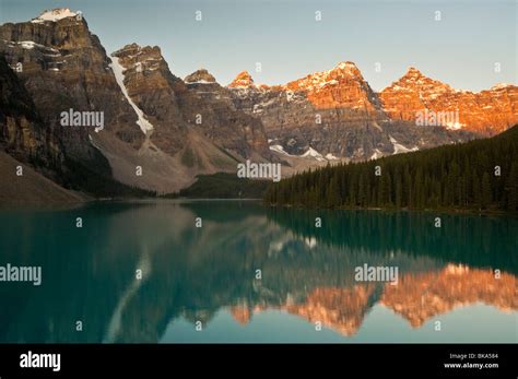 Valley Of The Ten Peaks Reflected In Moraine Lake At Sunrise Banff