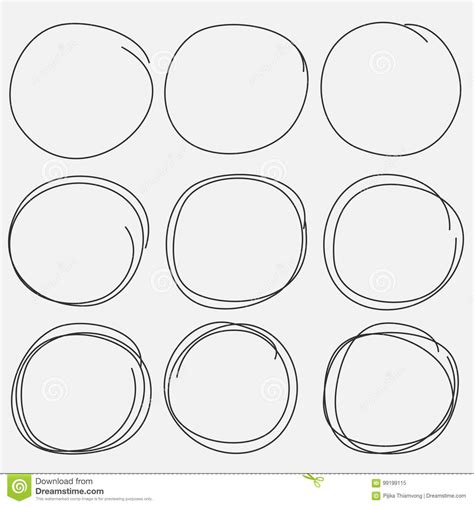 Set Of Hand Drawn Circle Elements Hand Drawn Sketch Stock Vector