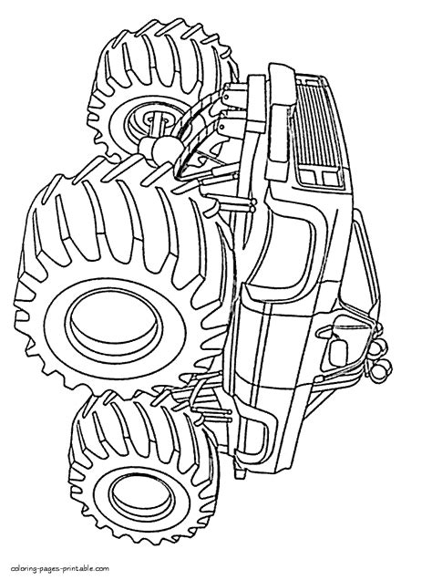 Easy monster truck coloring page || COLORING-PAGES-PRINTABLE.COM