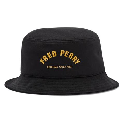 Fred Perry Arch Branded Tricot Retro Bucket Hat In Black