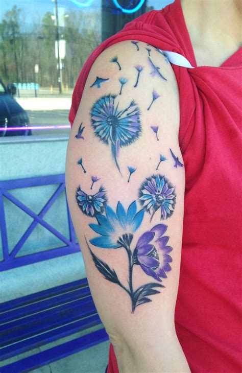 Watercolor Flower Dandelion Tattoo By Diane Lange At Moonlight Tattoo