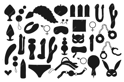 premium vector set of sex toys collection of toys for adults vector illustration silhouette