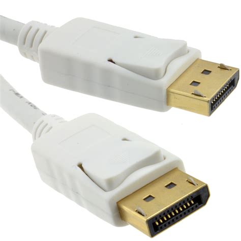 Displayport V12 4k Compatible Male Locking Plugs Cable White 1m2m3m