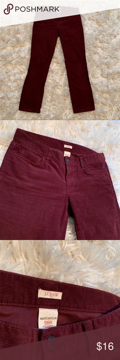 Jcrew Burgundy Corduroy Matchstick Pant Corduroy Pants For Women J Crew