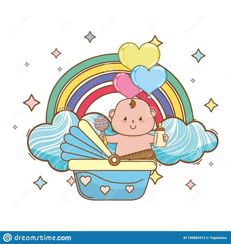 Baby Shower Cartoon Card Stock Vector Illustration Of Baby 146865413
