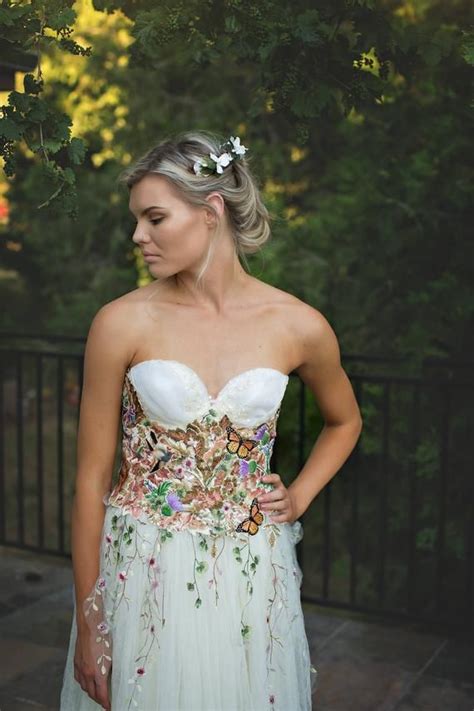 Woodland Wildflower Wedding Gown~ Embroidered Botanical Bridal Gown