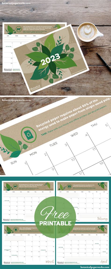 Free Printable 2023 Calendars Botanical Paperworks