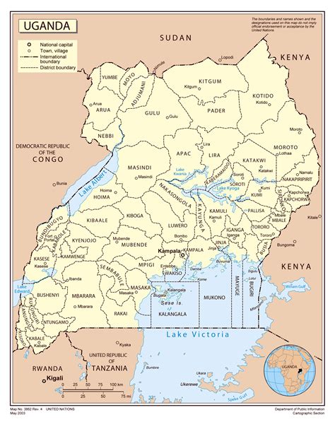 Uganda on map of africa. Detailed administrative map of Uganda. Uganda detailed administrative map | Vidiani.com | Maps ...