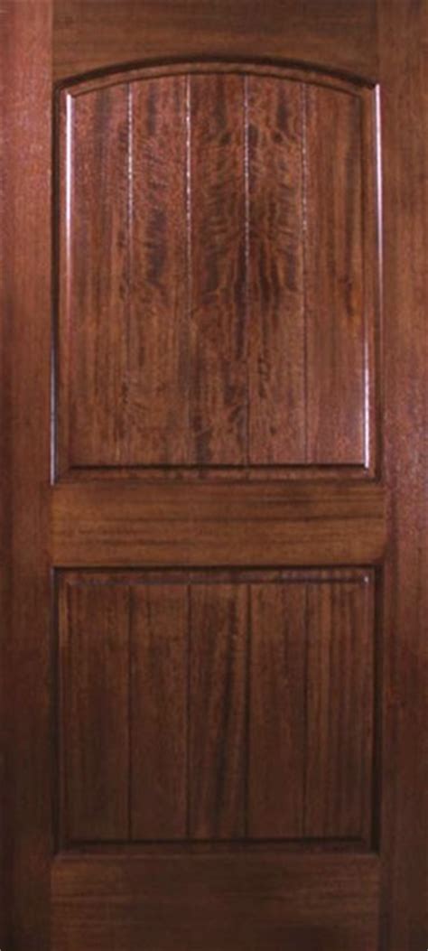 Slab Exterior Single Door 80 Wood Mahogany 2 Panel V Grooved Solid