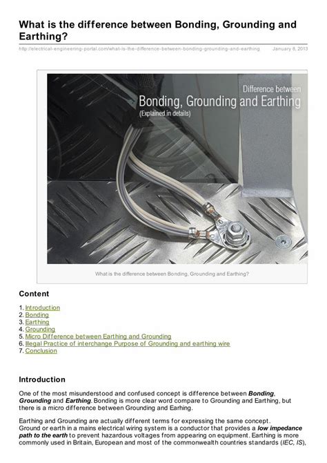 Pdf What Is The Difference Between Bonding Grounding And Earthing