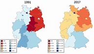 Map : GDP per capita of German states as percent of German average ...