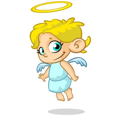 Vector Cartoon Illustration Of Christmas Angel With Nimbus And Wings