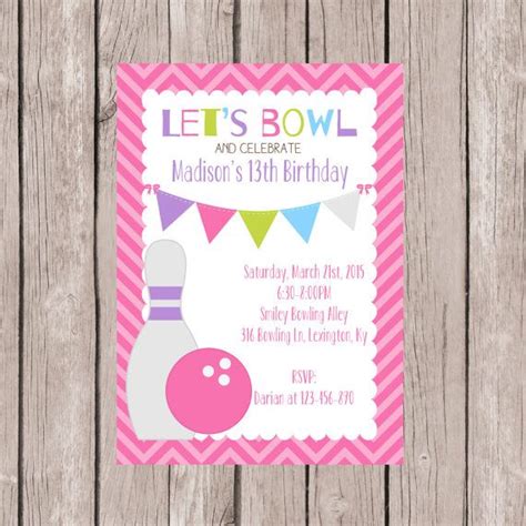 13th Birthday Bowling Party Invite Bowling Birthday Invite Birthday