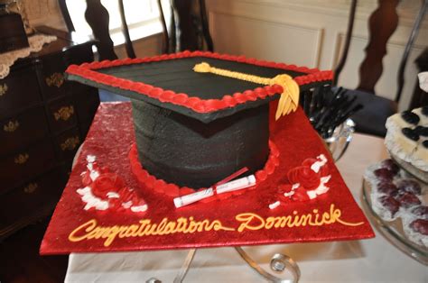 Cornell Grad Red And Black Graduation Cap Cake Gambinos Bakery