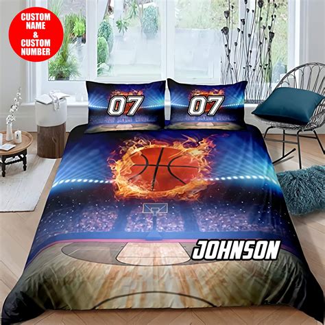 Personalized Basketball Bedding Set Custom Name Basketball Etsy