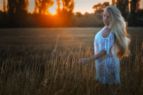 Wallpaper Sunlight Women Outdoors Model Blonde Sunset Nature