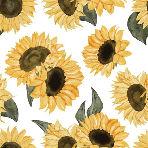 Sunflower Watercolor Floral Seamless Pattern 2332817 Vector Art At Vecteezy