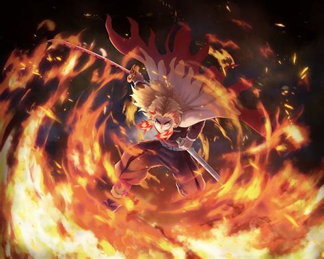 Rengoku Kyoujurou Kyojuro Kny Fire Hashira Flames Kimetsu No Yaiba