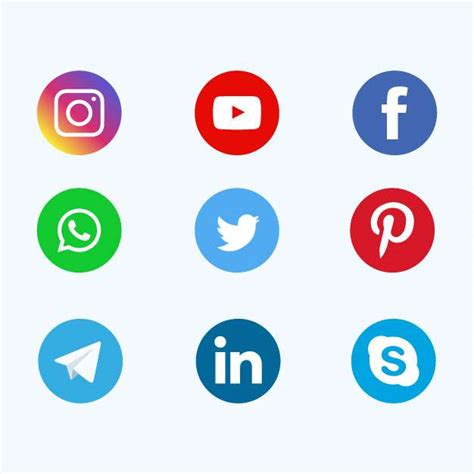 Simple Social Media Icons In Circle Pikvector