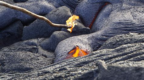 Poking Into Lava Kilauea Hawaii Rvolcanoes