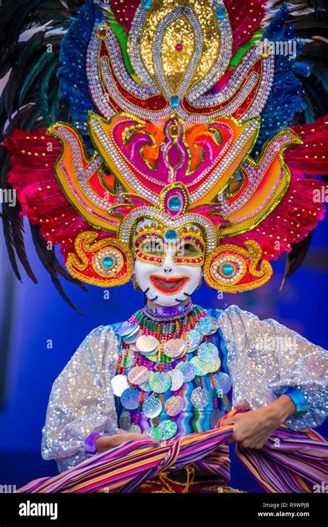 Filipino Dancer From The Masskara Festival Of Bacolod Perform At The