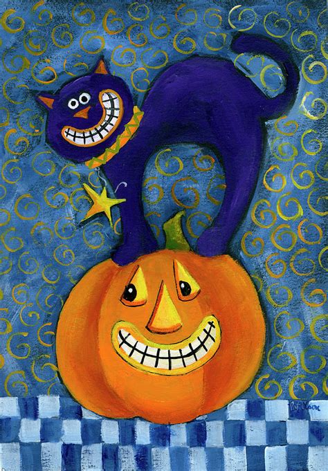 Jack O Lantern With Black Cat Painting By Pat Olson Fine Art And Whimsy