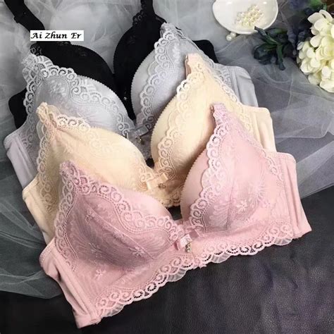 Aze Bras Set New Pattern Nothing Trace Lovely Wind Lace Edge Thickening Steamed Buns Cup Three